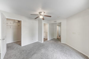 large room with ceiling fan
